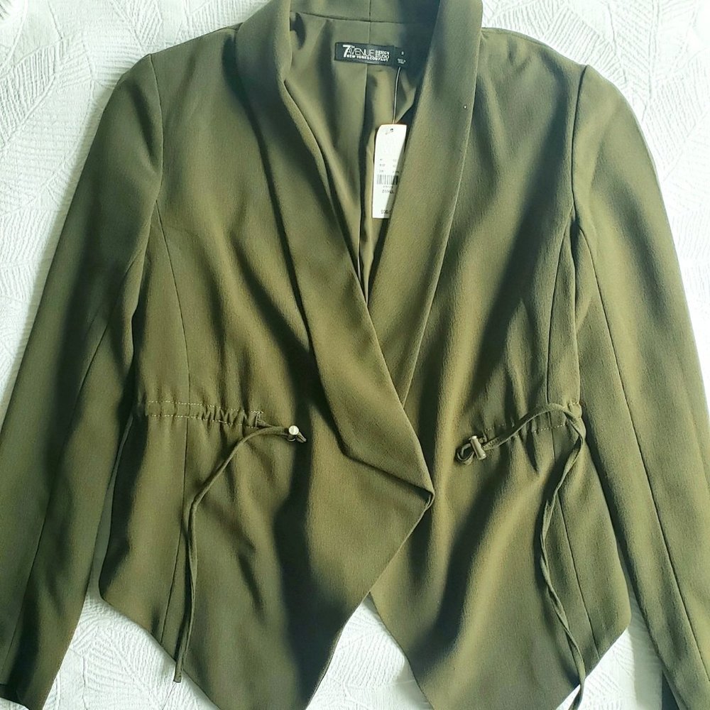 Army Green Blazer Jacket with Adjustable Waist